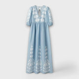 Sílvia - Vestido Estampado de Linho para uma Elegância sem Esforço - Ines Braga