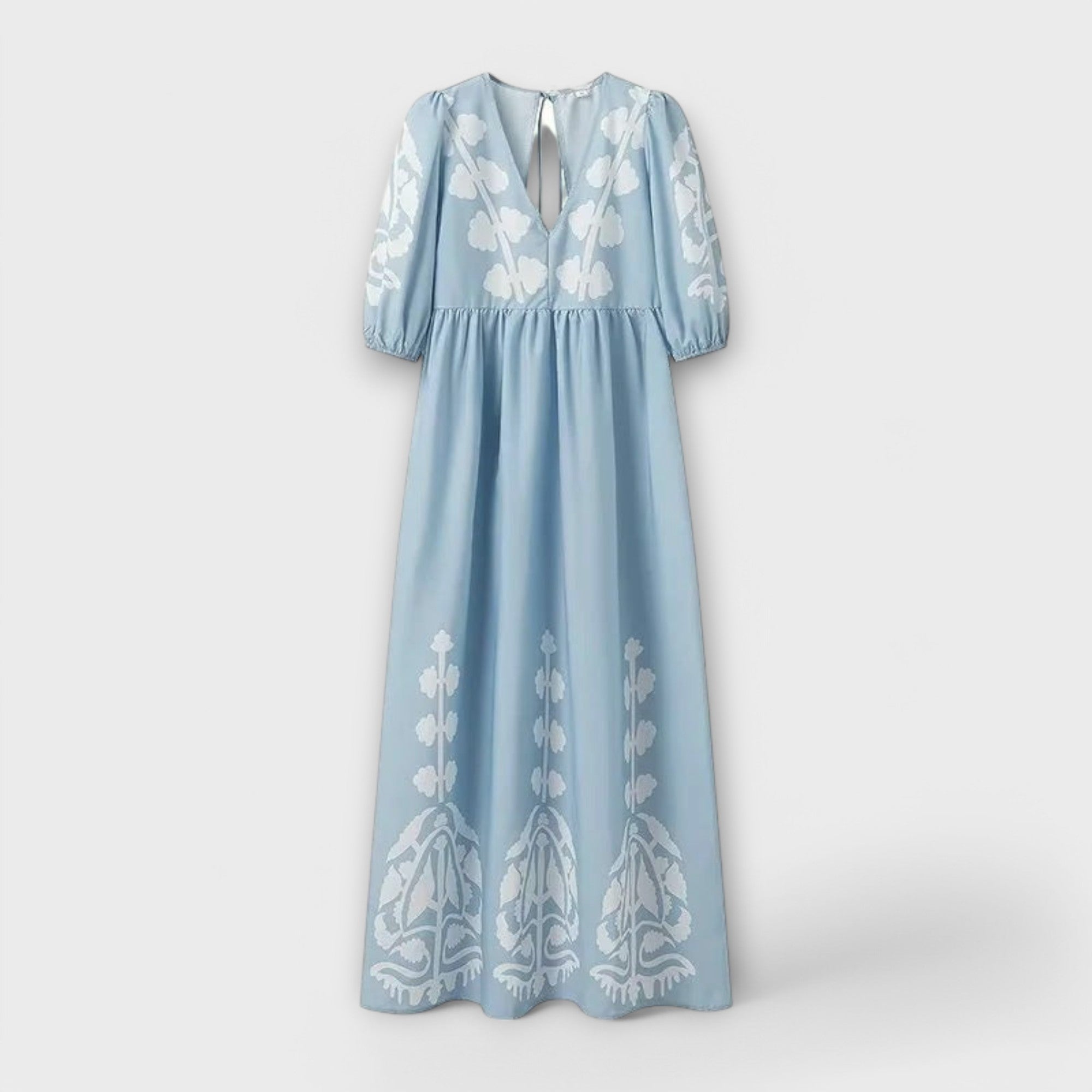 Sílvia - Vestido Estampado de Linho para uma Elegância sem Esforço - Ines Braga