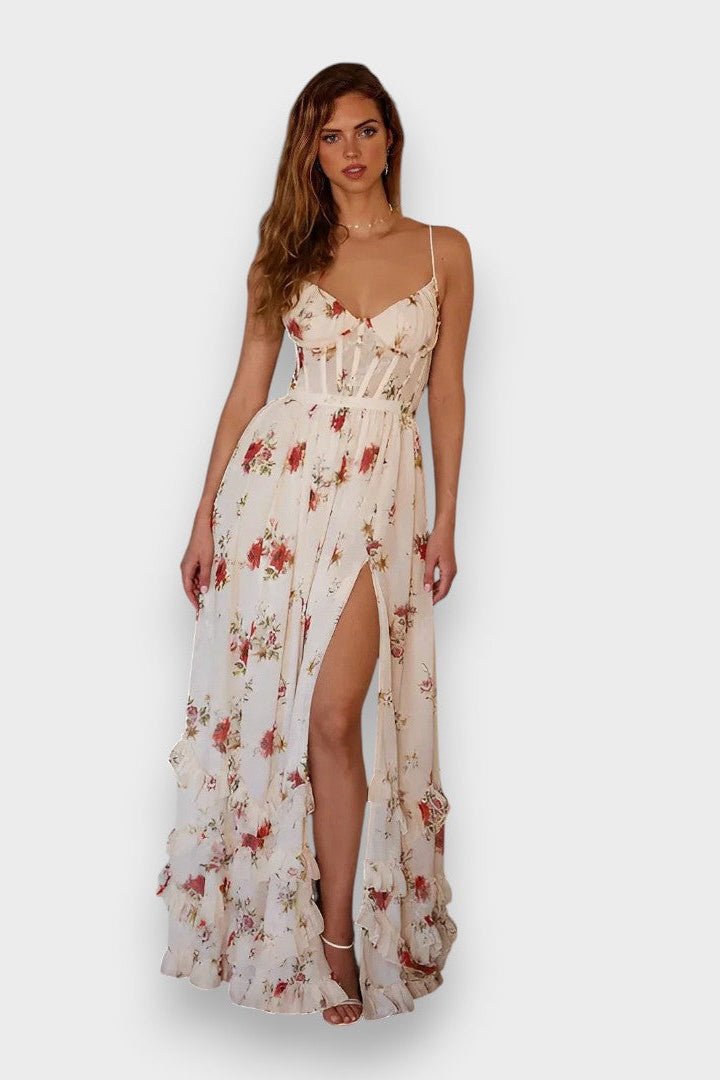 Sónia | Vestido midi com padrão floral - Ines Braga