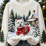 Luna - Suéter de franela encantador para damas con estampado navideño