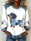 Brisa - Sudadera de mujer con motivo de patchwork y patrón de dachshund