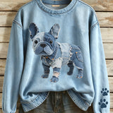 Vida - Sudadera Patchwork de Bulldog Francés para Damas