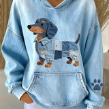 Azucena - Sudadera de denim con parche para perros Jamnik