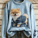 Perla - Sudadera de mujer de manga larga en estilo retro Patchwork Arte Animal Impresión Casual Comfort