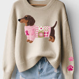 Irene | Suéter de tricô com dachshund de feltro em lã