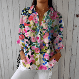 Sylvie | Blusa Floral Pintada à Mão com Estampa Artística - Ines Braga