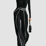 Tammy | Conjunto de top de manga comprida com gola alta e calças de perna larga e cinto - Ines Braga