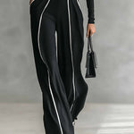 Tammy | Conjunto de top de manga comprida com gola alta e calças de perna larga e cinto - Ines Braga