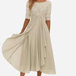 Valentina | Vestido Renda, Manga 3/4 - Ines Braga