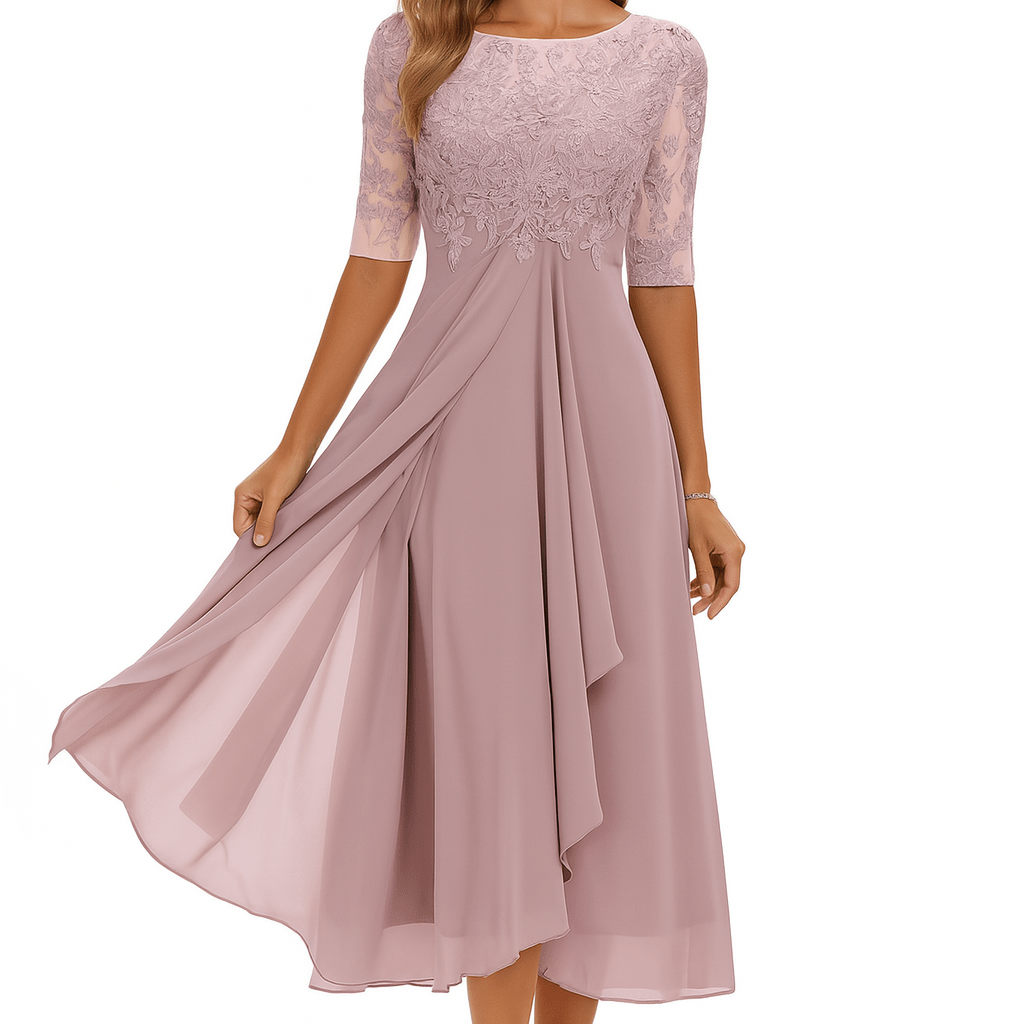 Valentina | Vestido Renda, Manga 3/4 - Ines Braga