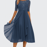 Valentina | Vestido Renda, Manga 3/4 - Ines Braga