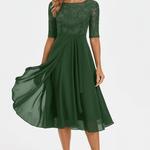 Valentina | Vestido Renda, Manga 3/4 - Ines Braga