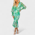 Valeria - Vestido Midi em Chiffon Floral - Ines Braga