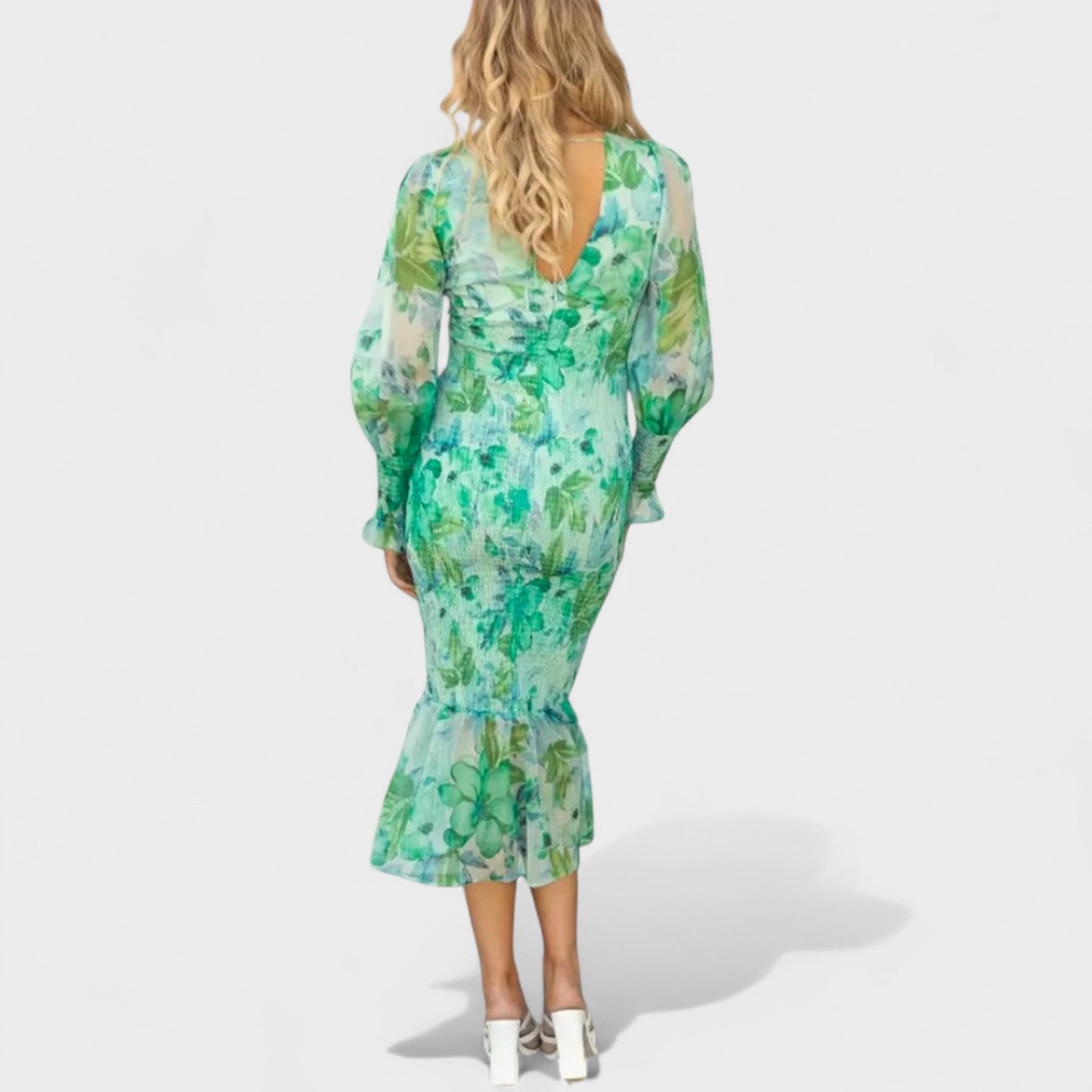 Valeria - Vestido Midi em Chiffon Floral - Ines Braga