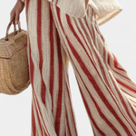 Vanessa| Conjunto Elegante Com Riscas Vermelhas Textura - Ines Braga