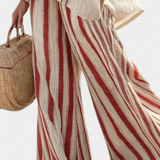 Vanessa| Conjunto Elegante Com Riscas Vermelhas Textura - Ines Braga