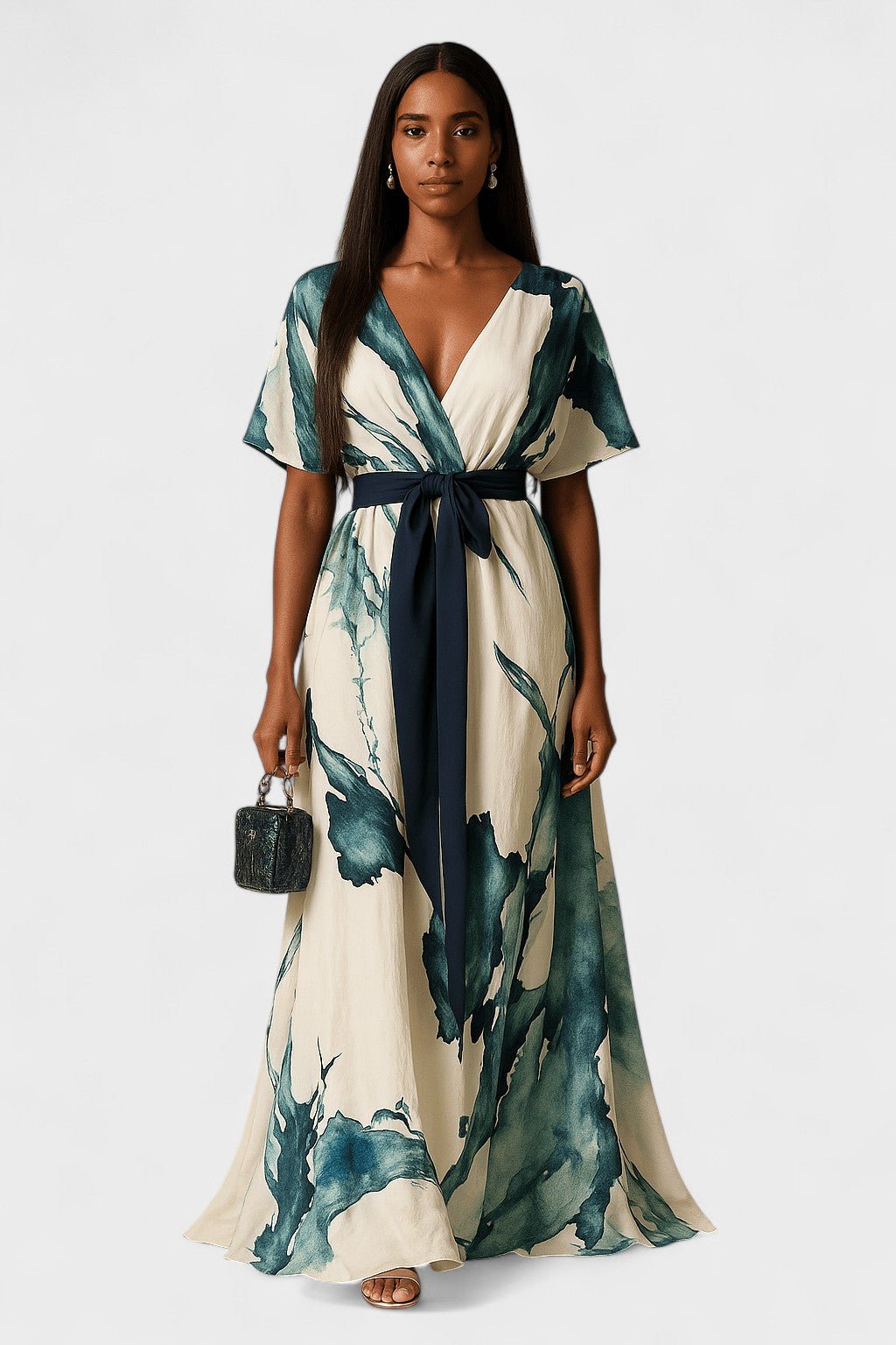 Vanessa™ | Vestido Longo com Estampa Aquarela - Ines Braga