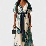 Vanessa™ | Vestido Longo com Estampa Aquarela - Ines Braga