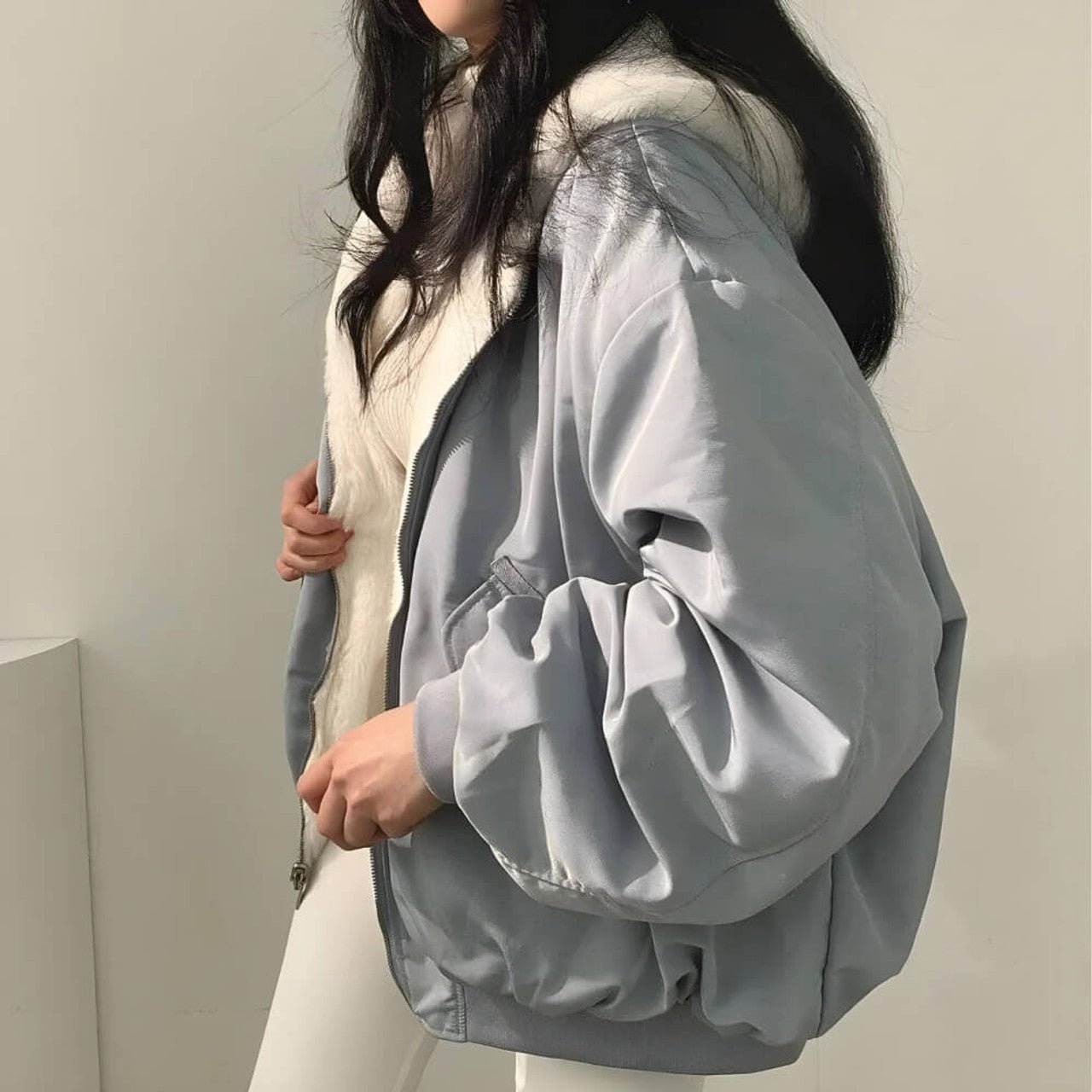 Veste à capuche réversible en laine teddy - Ines Braga