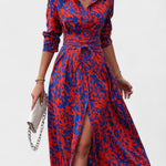 Vestido Bianca – Estilo Animal Print Azul e Vermelho - Ines Braga
