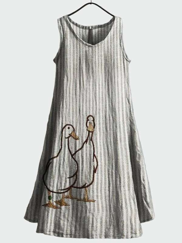 Vestido com estampa de casal de patinhos - Ines Braga