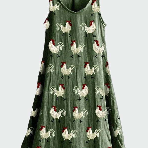 Vestido com Estampa de Galo - Ines Braga