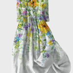 Vestido com Flores em Aquarela - Ines Braga