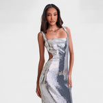 Vestido de gala Sparkle Silver - Edição de noite - Ines Braga