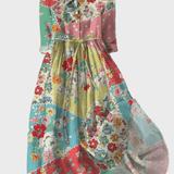Vestido Floral Colorido em Estilo Patchwork - Ines Braga
