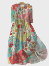 Vestido Floral Colorido em Estilo Patchwork