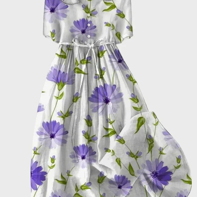 Vestido Floral na Cor Lavanda - Ines Braga