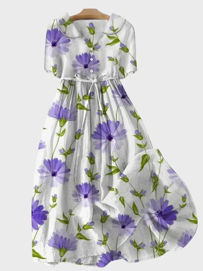 Vestido Floral na Cor Lavanda - Ines Braga