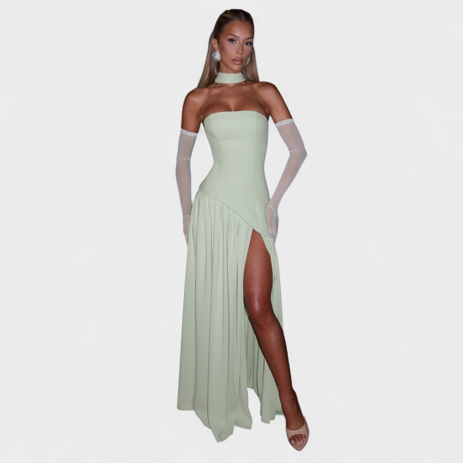 Vestido Maliyah - Corte assimétrico Hortelã - Ines Braga