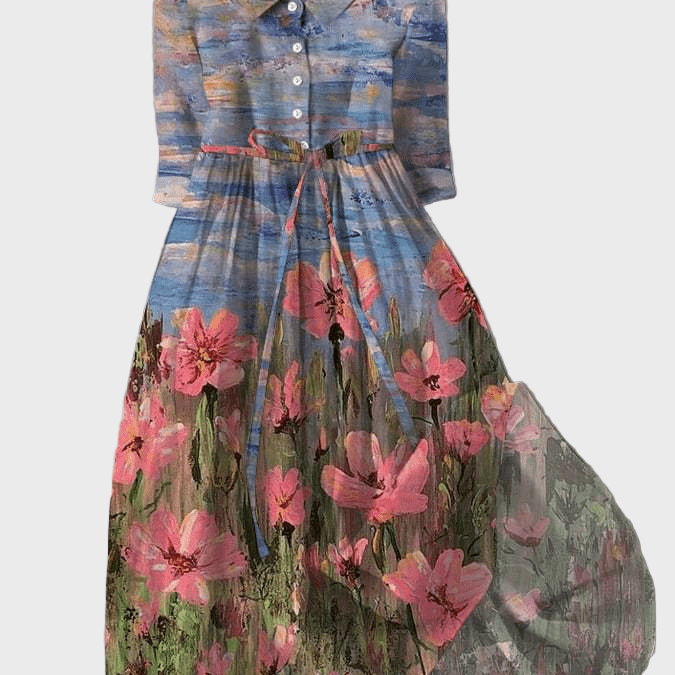 Vestido Πράρι com Estampa Impressionista - Ines Braga