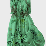 Vestido Verde com Flores Sombreadas - Ines Braga