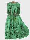 Vestido Verde com Flores Sombreadas