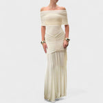 Vitoria - Vestido comprido de malha com ombros descobertos - Ines Braga