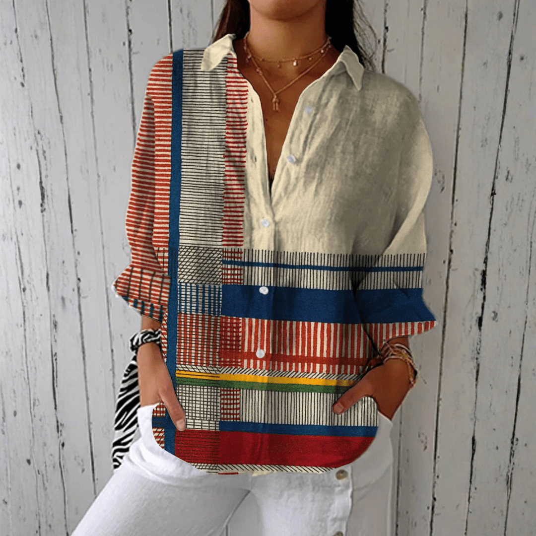 Viviane | Blusa com Motivo Artístico Estilo Moderno Conforto - Ines Braga