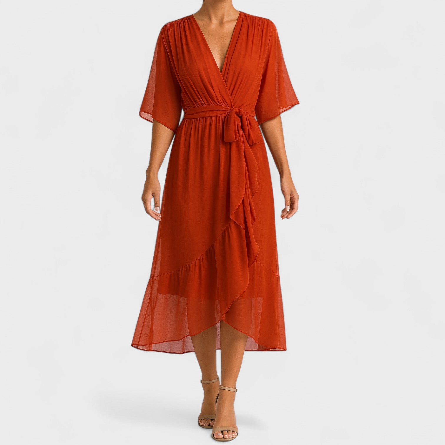 Yalina - Vestido elegante à volta da cintura com cintura ajustável - Ines Braga