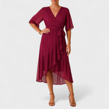 Yalina - Vestido elegante à volta da cintura com cintura ajustável - Ines Braga