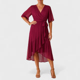 Yalina - Vestido elegante à volta da cintura com cintura ajustável - Ines Braga