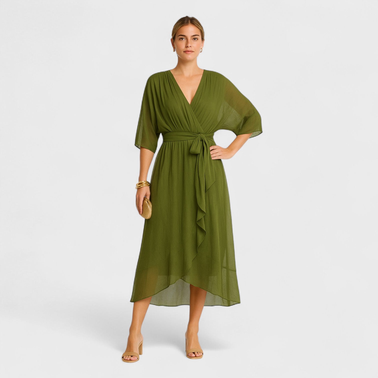 Yalina - Vestido elegante à volta da cintura com cintura ajustável - Ines Braga