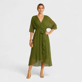 Yalina - Vestido elegante à volta da cintura com cintura ajustável - Ines Braga