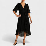 Yalina - Vestido elegante à volta da cintura com cintura ajustável - Ines Braga