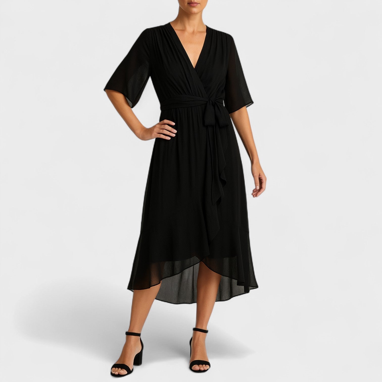 Yalina - Vestido elegante à volta da cintura com cintura ajustável - Ines Braga